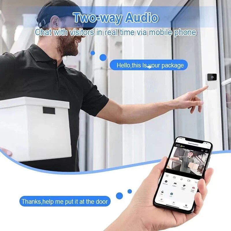 WIFI Video Doorbell Camera with Night Vision, Two-Way Intercom, Smart Home Security