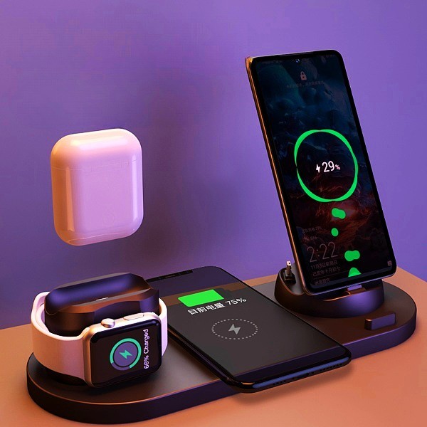 6-in-1 Wireless Charging Dock for iPhone, Phone, Watch, Fast Charging Pad